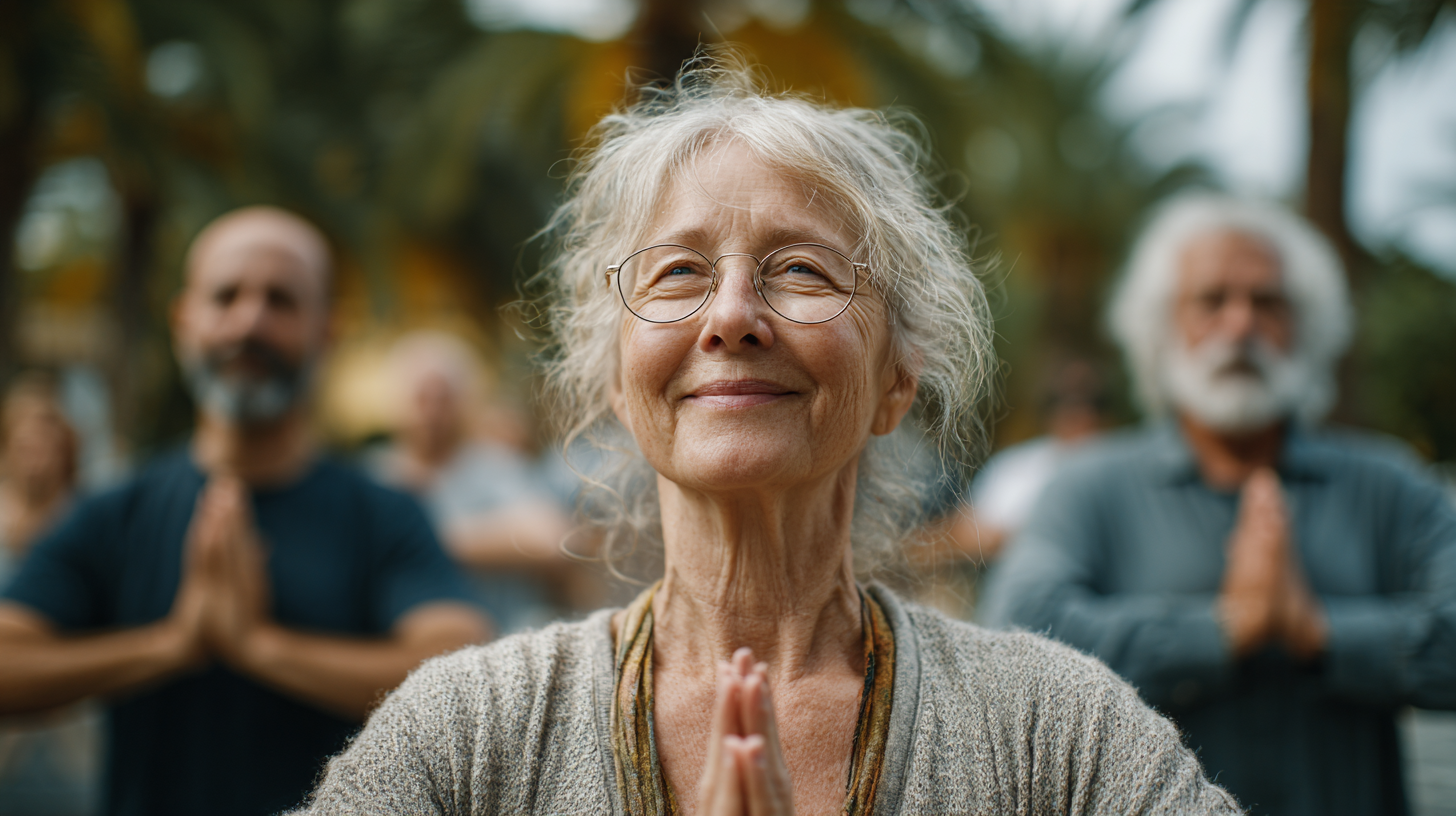 Spokojna scena natury z jogą